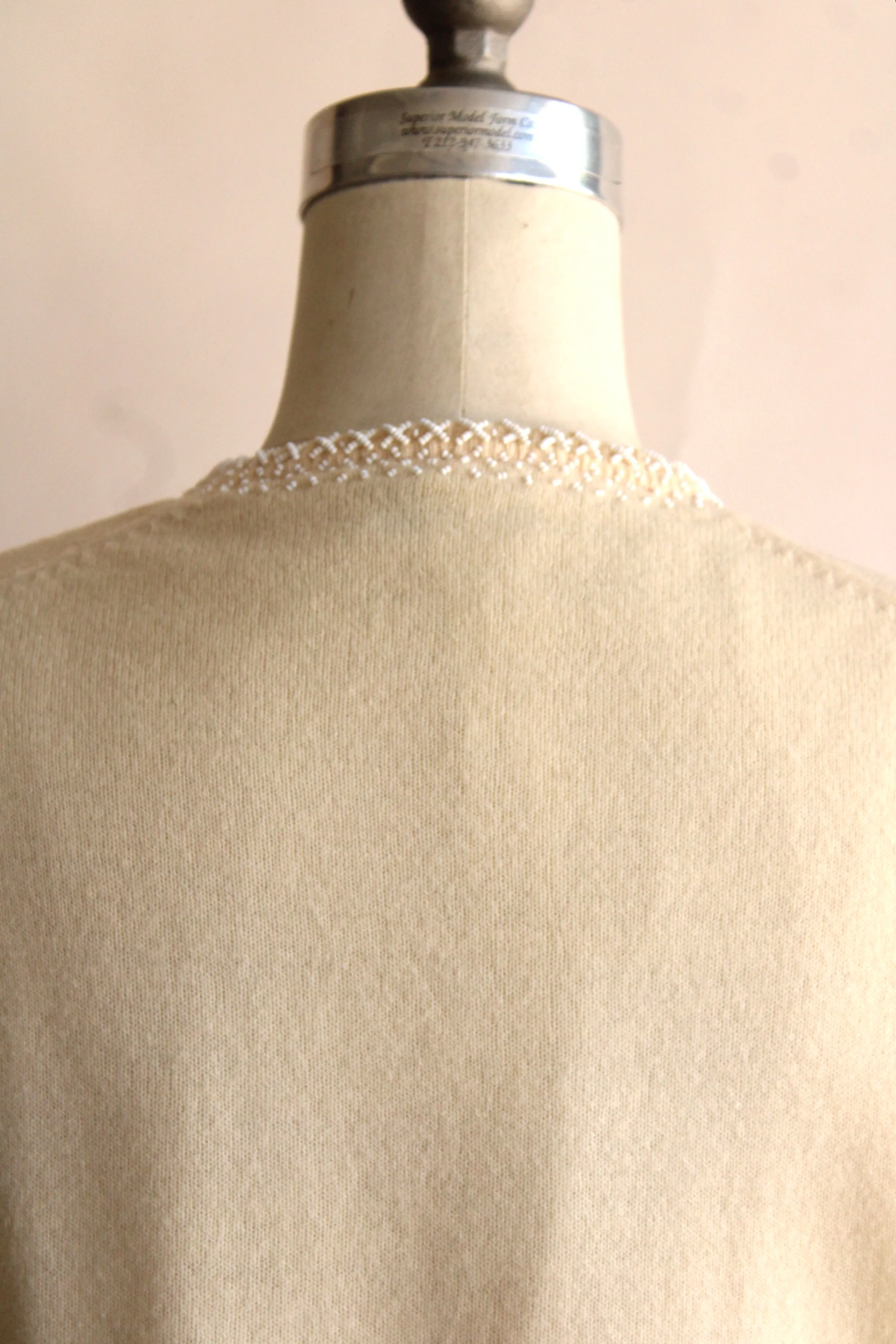 Vintage 1960s Beaded Ivory Cardigan by Bima Knits