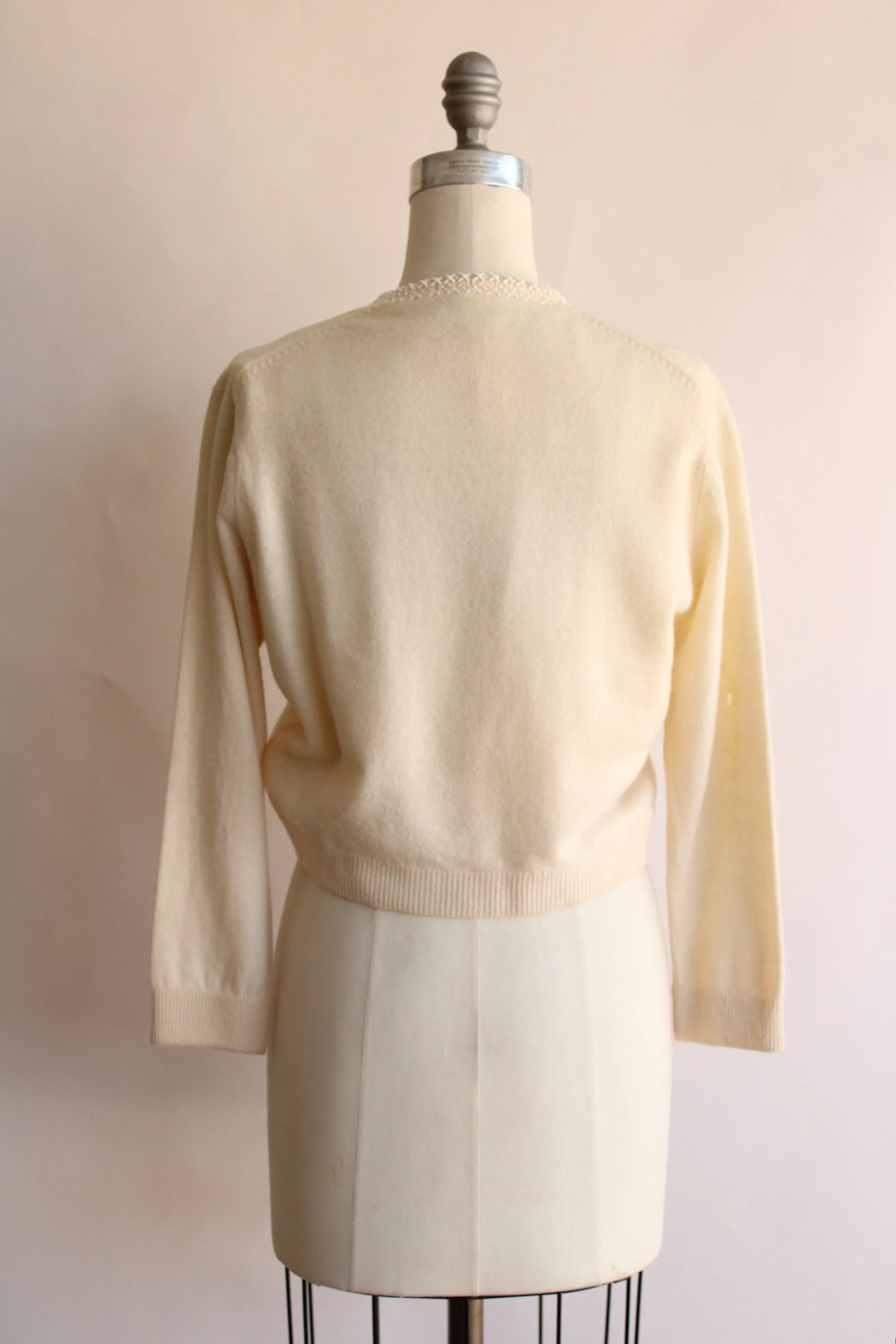 Vintage 1960s Beaded Ivory Cardigan by Bima Knits