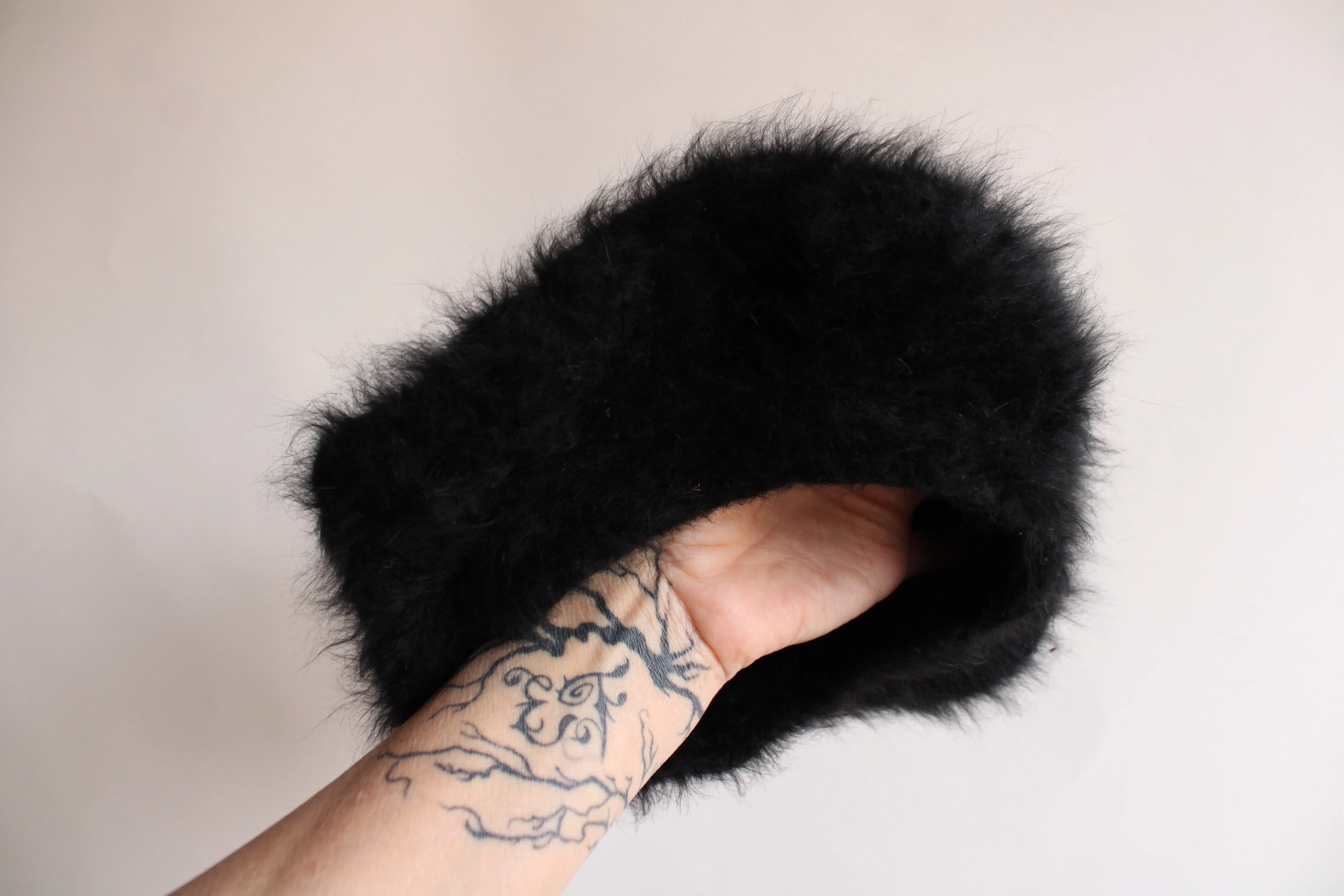 Vintage 1960s Black Mohair Beret