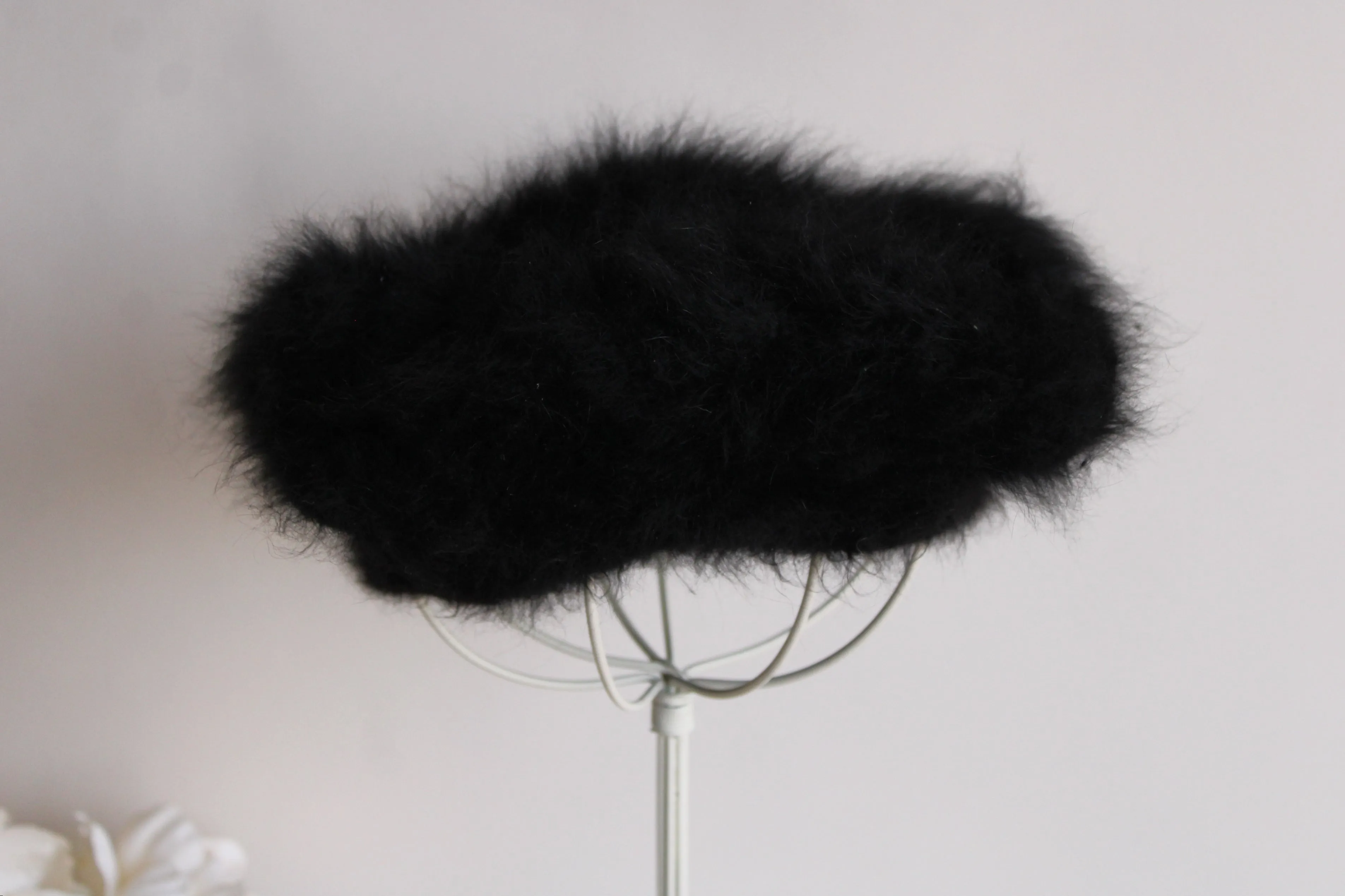 Vintage 1960s Black Mohair Beret