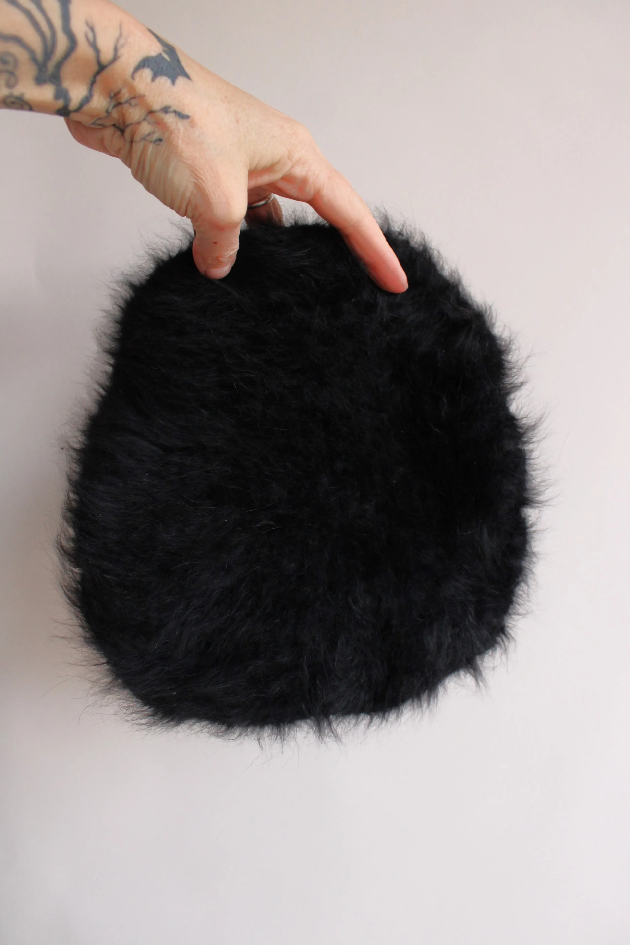 Vintage 1960s Black Mohair Beret