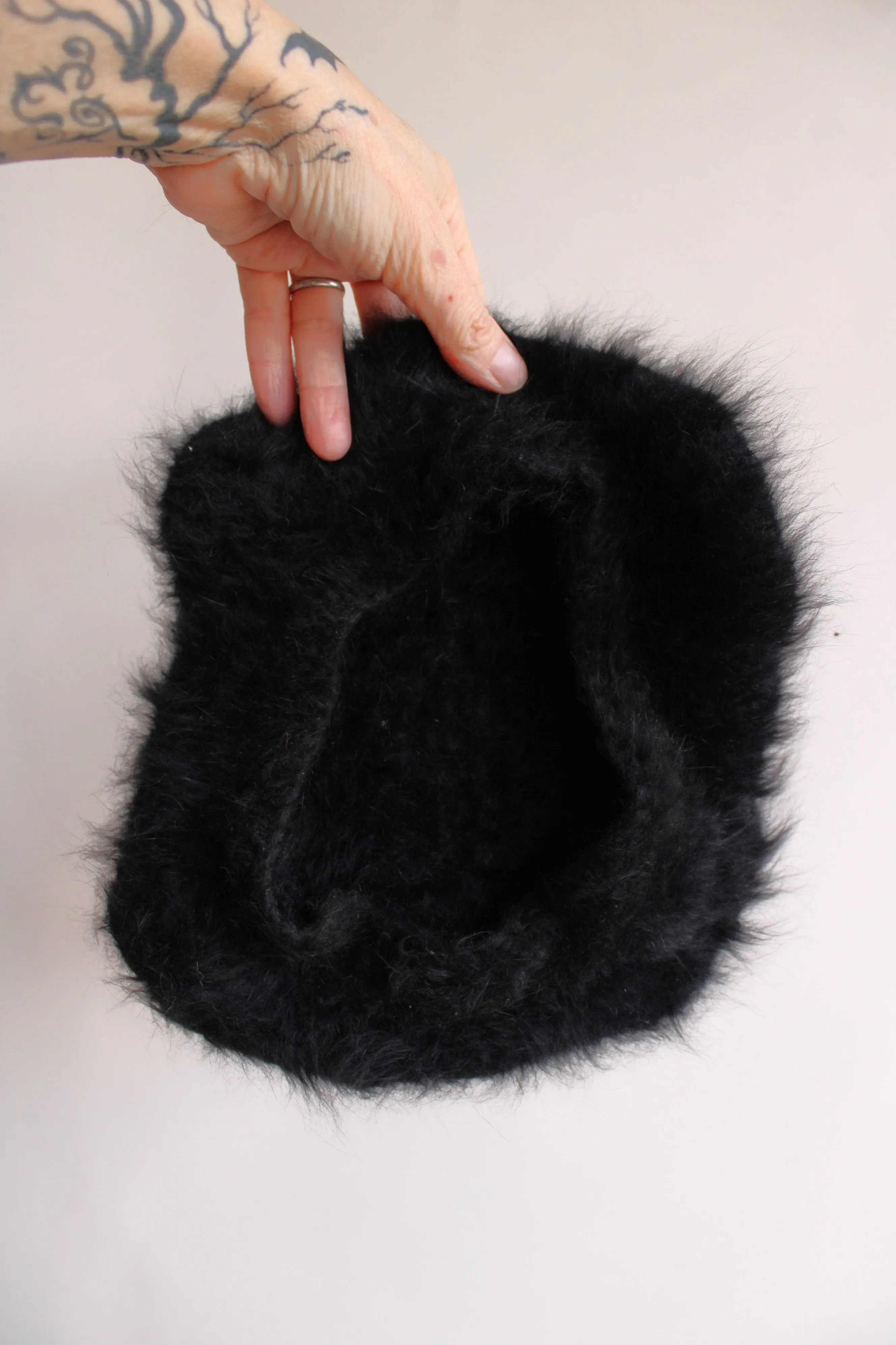 Vintage 1960s Black Mohair Beret