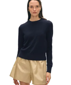 White Warren Women Cashmere Shrunken Crewneck Sweater