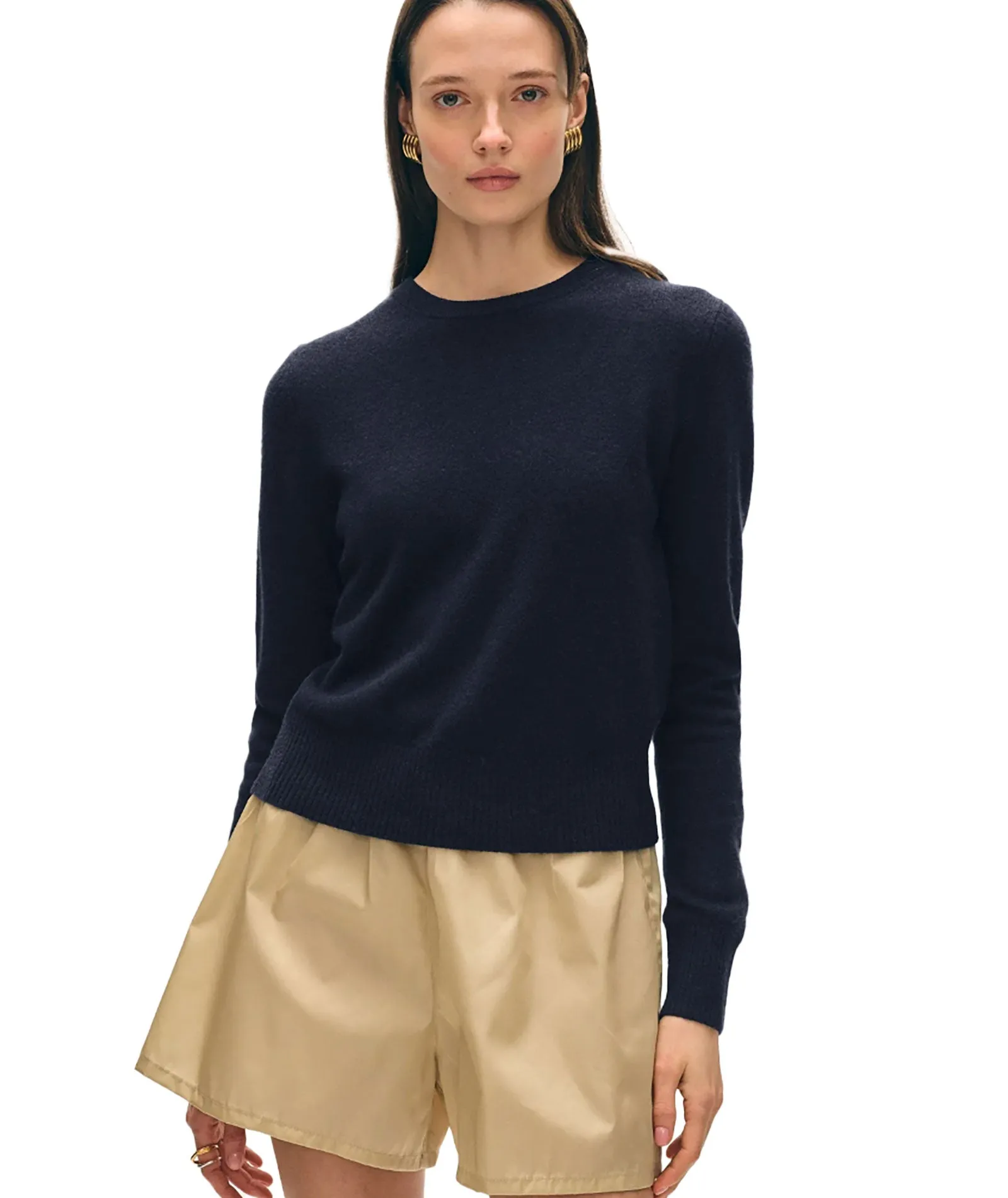 White Warren Women Cashmere Shrunken Crewneck Sweater