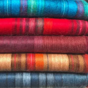 Wholesale Lot Of 15 Soft & Warm Striped Baby Alpaca Wool Blankets/Throws - Queen 90X65"