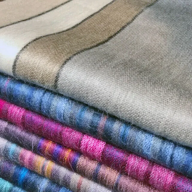 Wholesale Lot Of 15 Soft & Warm Striped Baby Alpaca Wool Blankets/Throws - Queen 90X65"